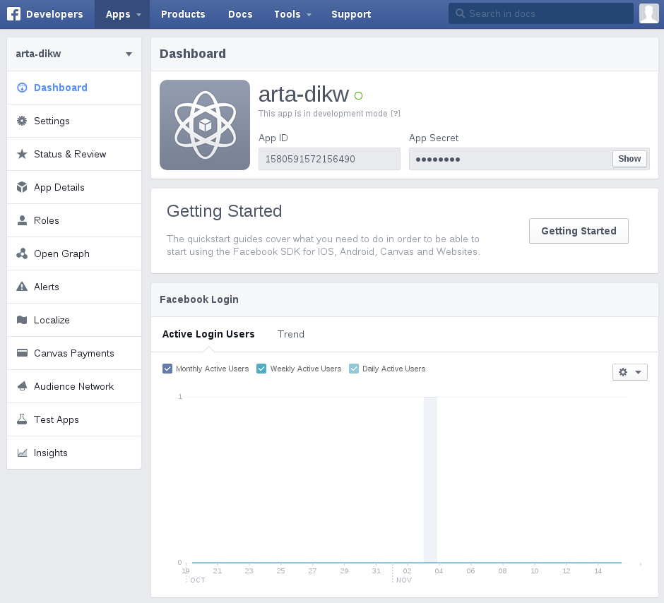 Получение токена для Facebook