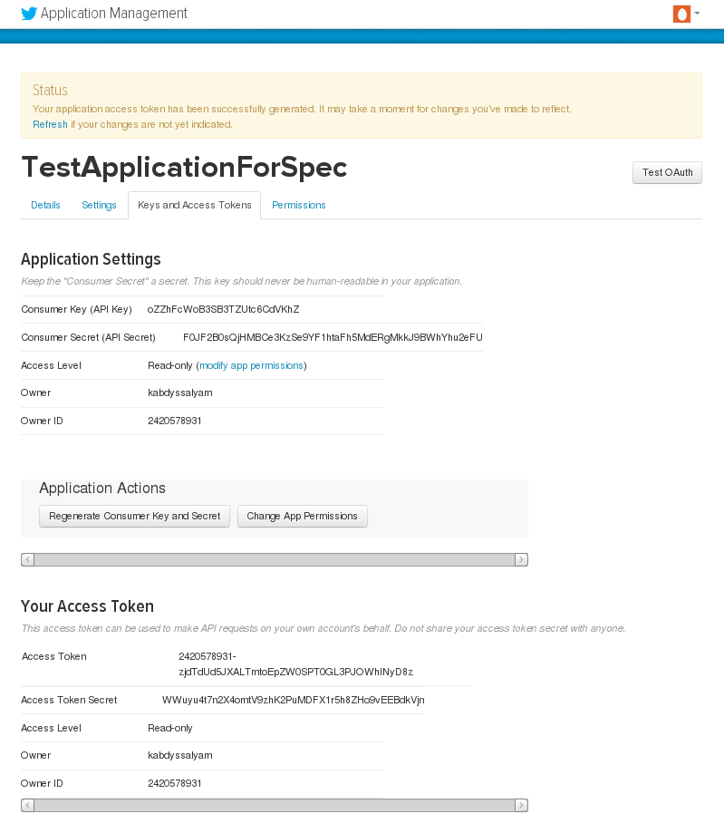 Получение токена для Twitter