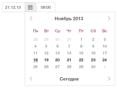 Компонент даты/времени с календарем