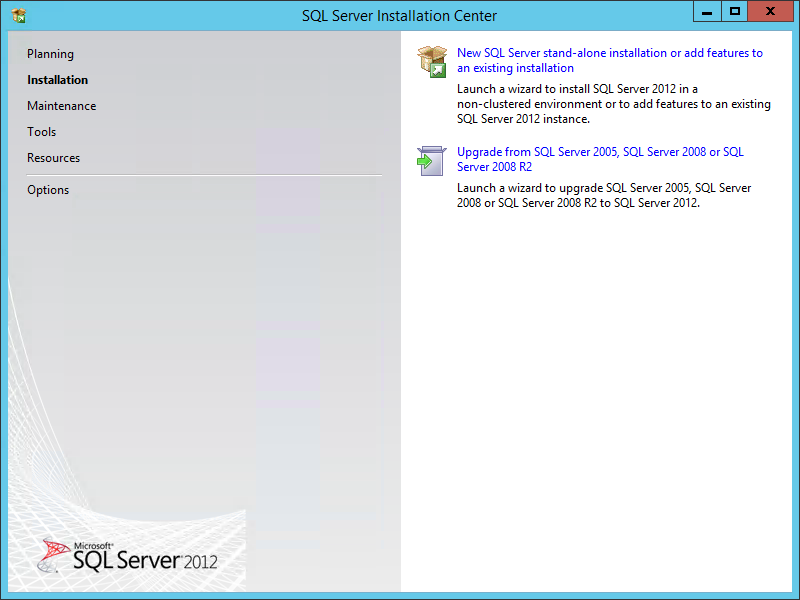 Установка SQL Server, шаг 1