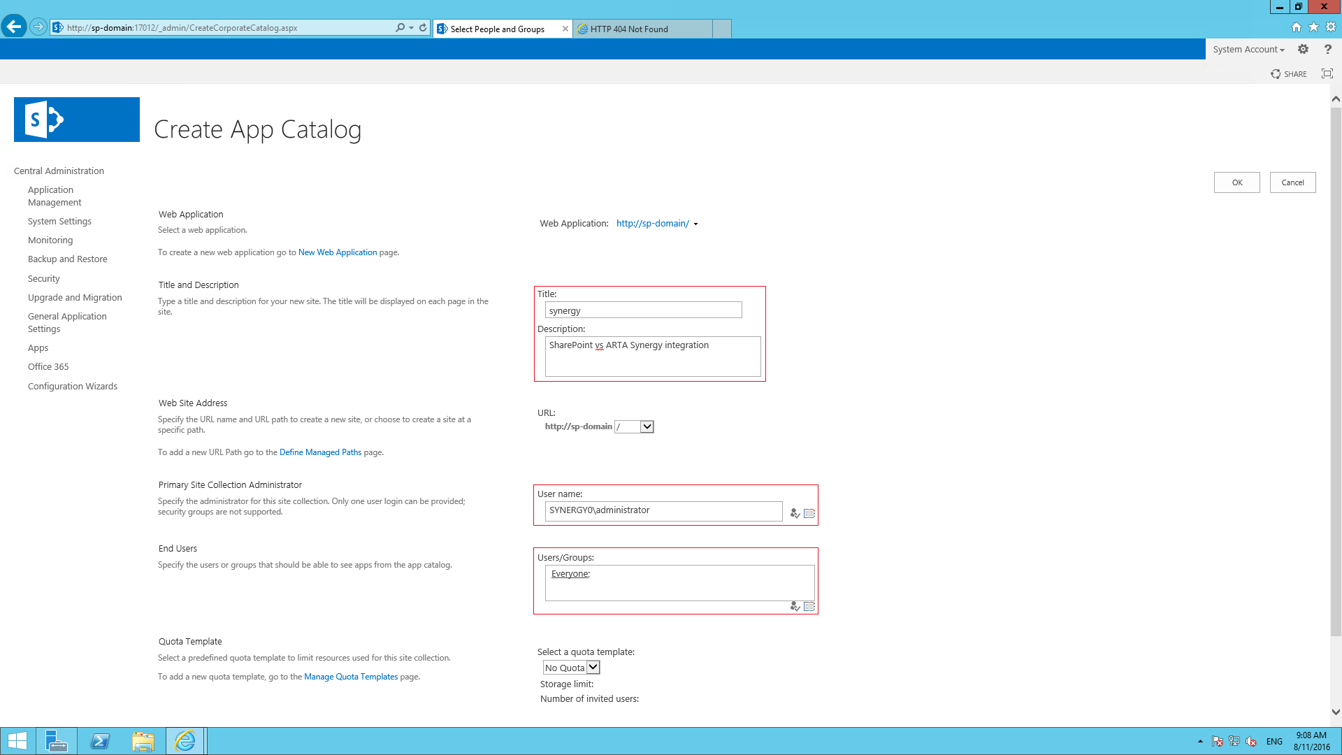 Настройка Microsoft SharePoint Foundation