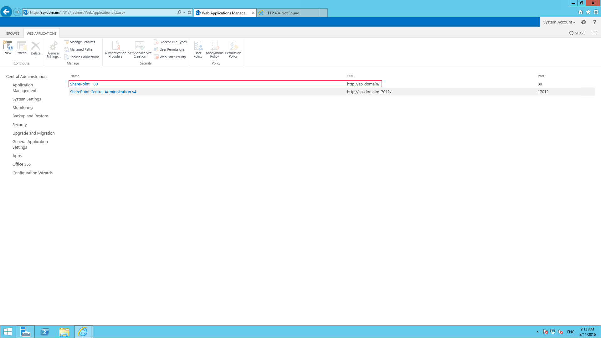 Настройка Microsoft SharePoint Foundation