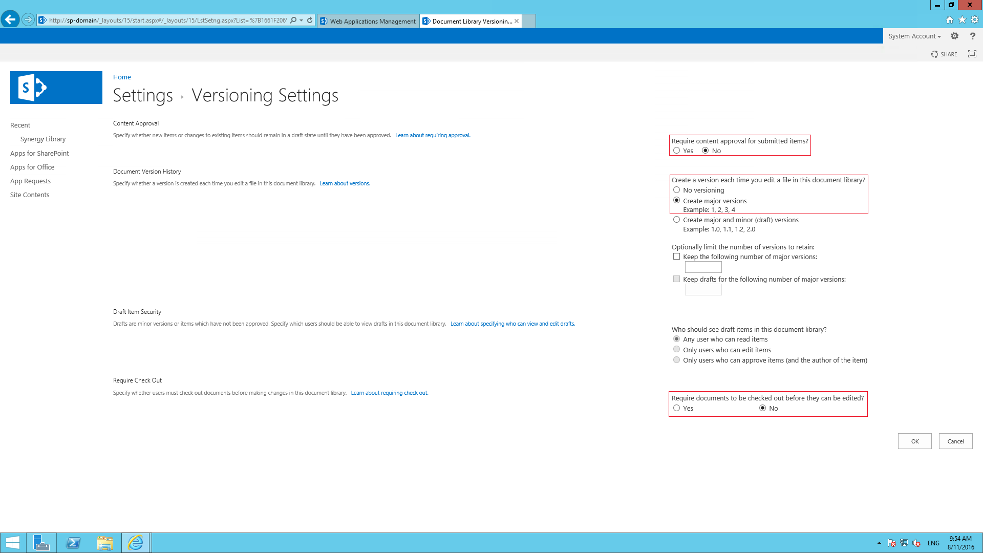 Настройка Microsoft SharePoint Foundation
