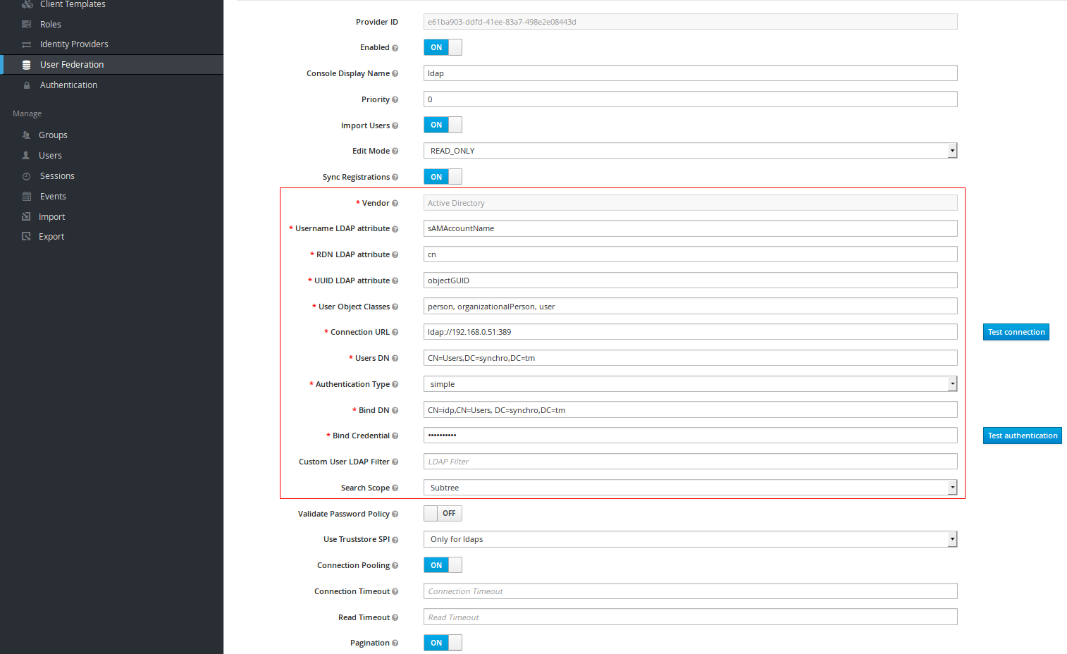 Настройка LDAP